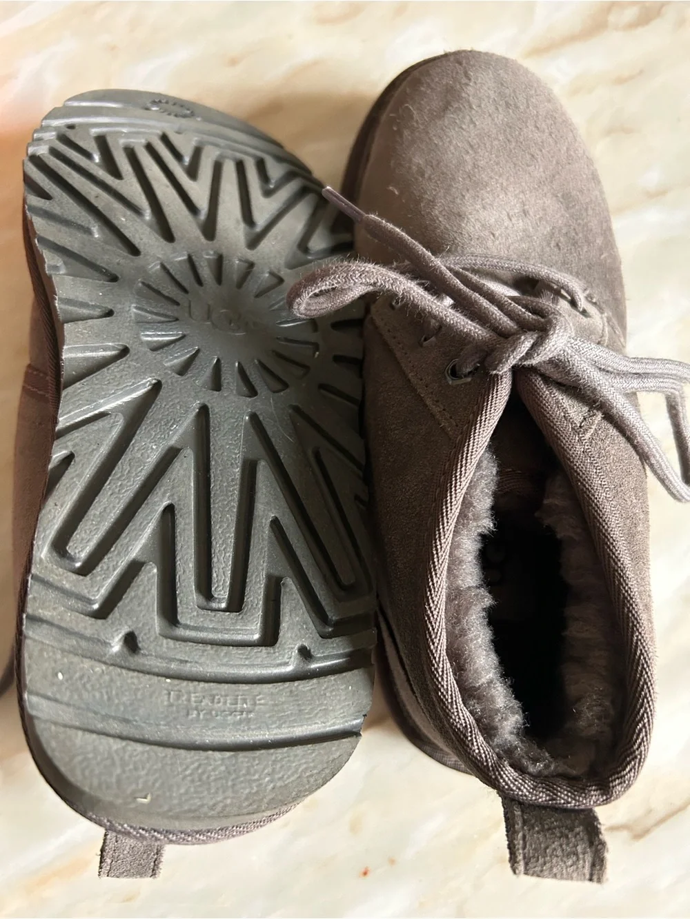 UGG Big Kids' Neumel II Gray Suede Classic Chukka Warm Lace-Up Boots Size 6 Boys